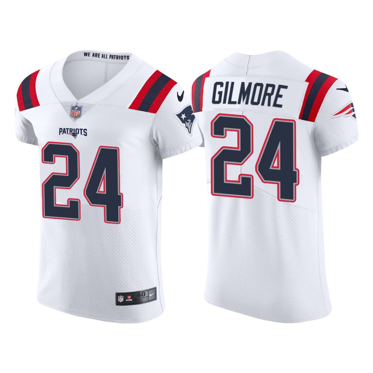 Men New England Patriots #24 Stephon Gilmore Nike White Vapor Elite NFL Jersey